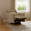 M11278LTDB,Babyletto,Kiwi Plus Chair and a Half Power Glider Recliner in Latte Teddy Loop w/ Dark Wood Base