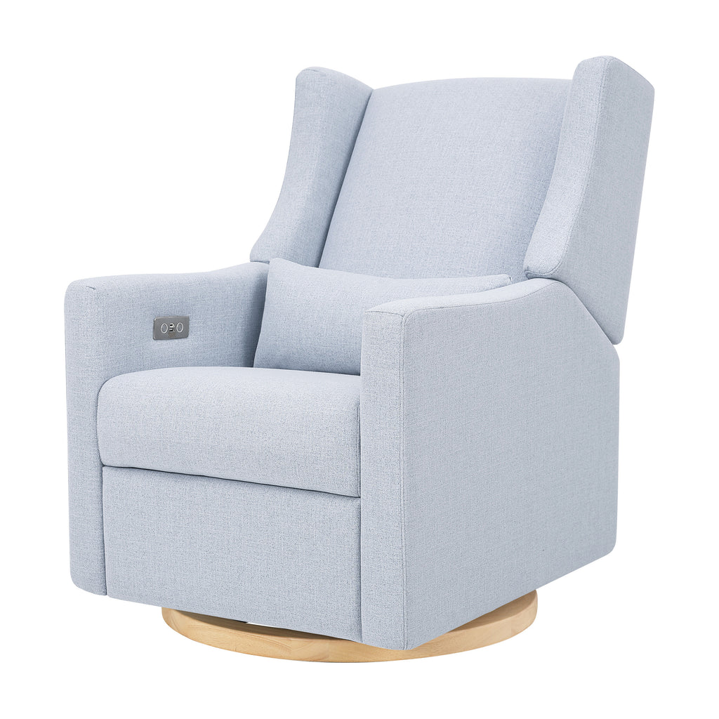 M11288PCETLB,Kiwi Glider Recliner w/ Electronic Control and USB in Performance Chambray Eco-Twill/Light Wood Base