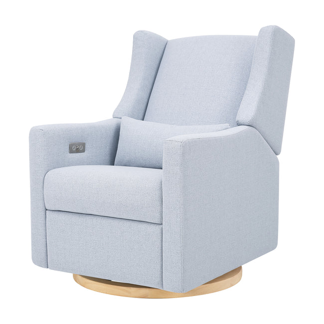 M11288PCETLB,Babyletto,Kiwi Glider Recliner w/ Electronic Control and USB in Performance Blue Chambray Eco-Twill/Light Wood