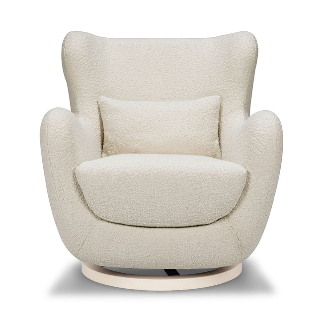 M24187WBIB,Nursery Works,Solstice Swivel Glider in Ivory Boucle w/Ivory Wood Base