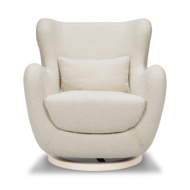 M24187WBIB,Nursery Works,Solstice Swivel Glider in Ivory Boucle w/Ivory Wood Base