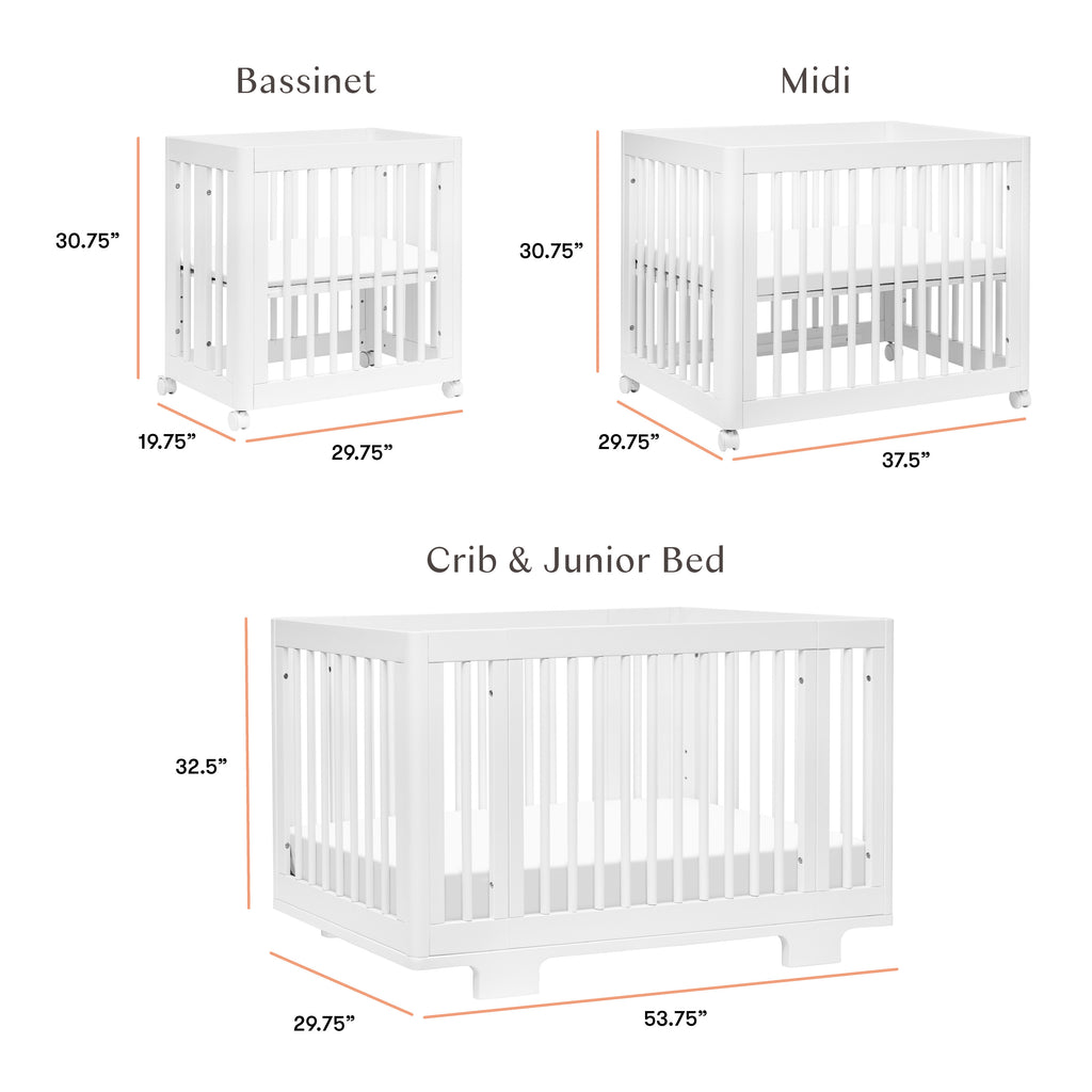 M23401W,Babyletto,Yuzu 8-in-1 Convertible Crib w/All-Stages Conversion Kits in White