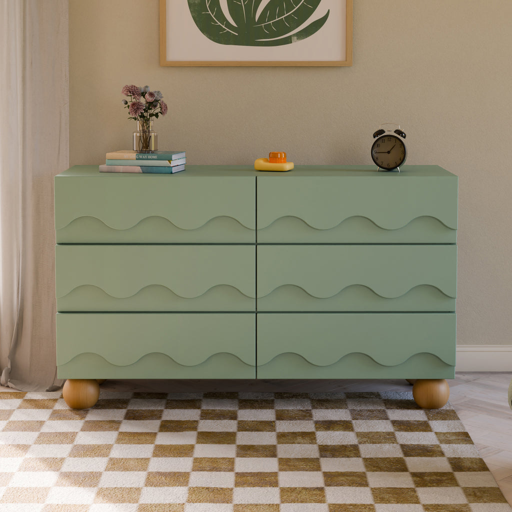 Lido Wave 6-Drawer Wide Assembled Dresser (56")