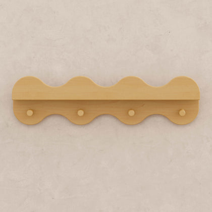 M31125HY,Babyletto Kids,Lido Wave Book Shelf with Hooks in Honey