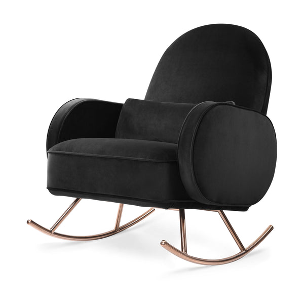 NW17087BLKV,Nursery Works,Compass Rocker in Black Velvet with Rose Gold Legs