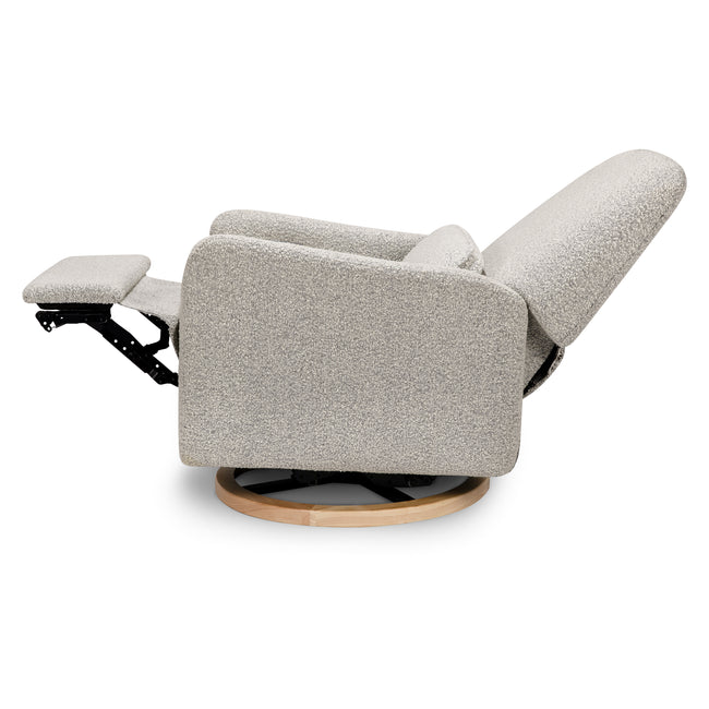 M23688BWB,Ubabub,Arc Glider Recliner w/ Electronic Control and USB in Black White Boucle w/ Light Wood Base