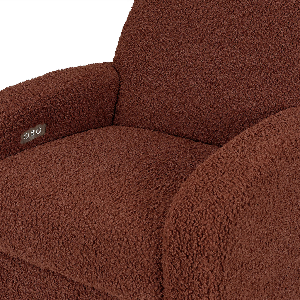 M23188RTLB,Nami Glider Recliner w/ Electronic Control and USB in Rouge Teddy Loop with Light Wood Base
