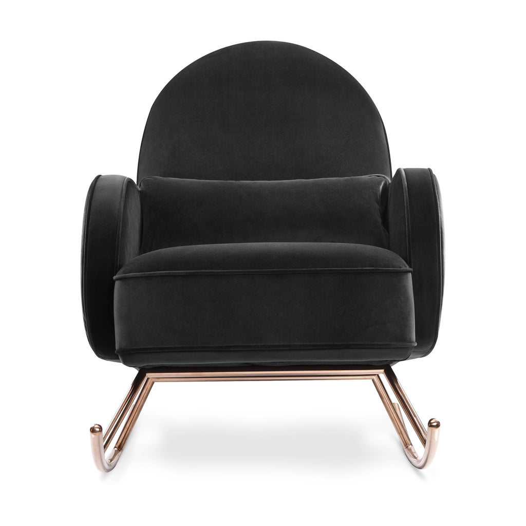 NW17087BLKV,Nursery Works,Compass Rocker in Black Velvet with Rose Gold Legs