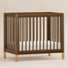 M12998NLGLD,Babyletto,Gelato 4-in-1 Convertible Mini Crib and Twin bed in Natural Walnut Finish with Gold Feet