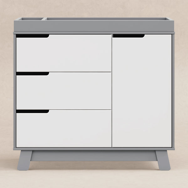 M4223GW,Babyletto,Hudson 3-Drawer Changer Dresser w/Removable Changing Tray in Grey/White