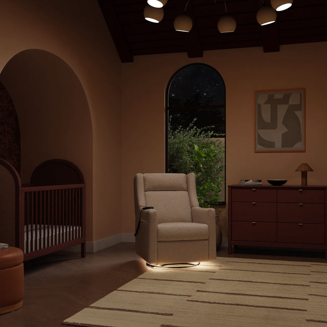 M11283CSG,Babyletto,Kiwi Deluxe Power Glider Recliner w/Heat&Massage in Chai Shearling