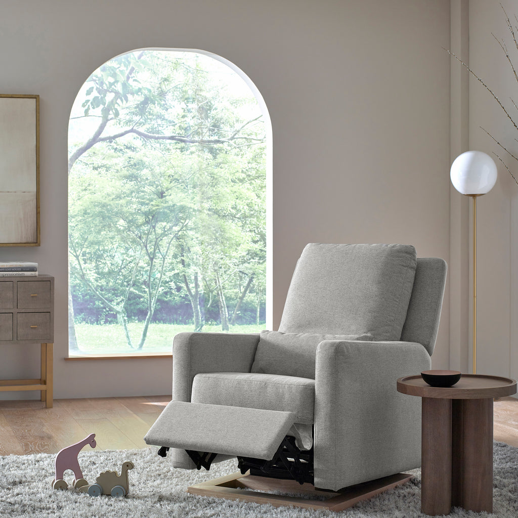 M23087PGEWLB,Sigi Recliner and Glider in Performance Grey Eco-Weave w/ Light Wood Base
