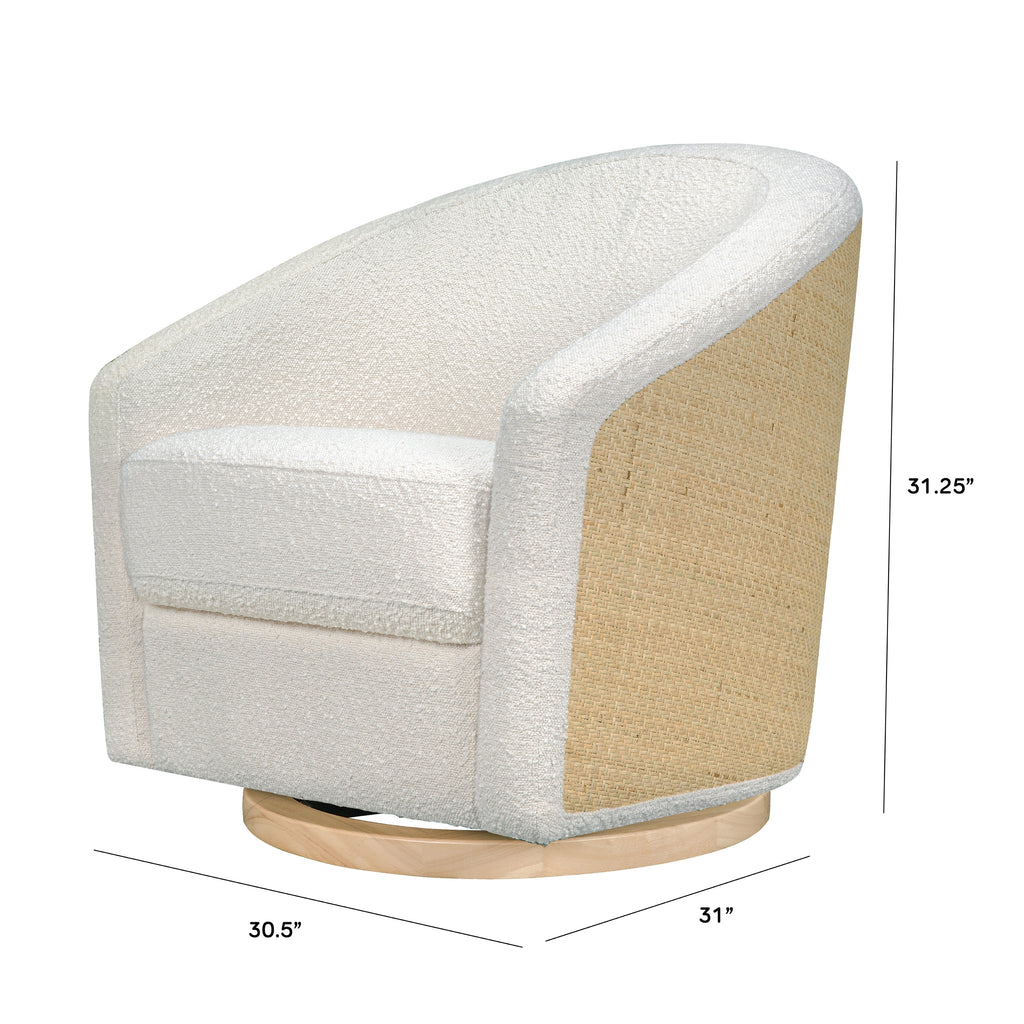 M5887WBCL,Babyletto,Madison Swivel Glider in Ivory Boucle and Cane w/Light Wood Base