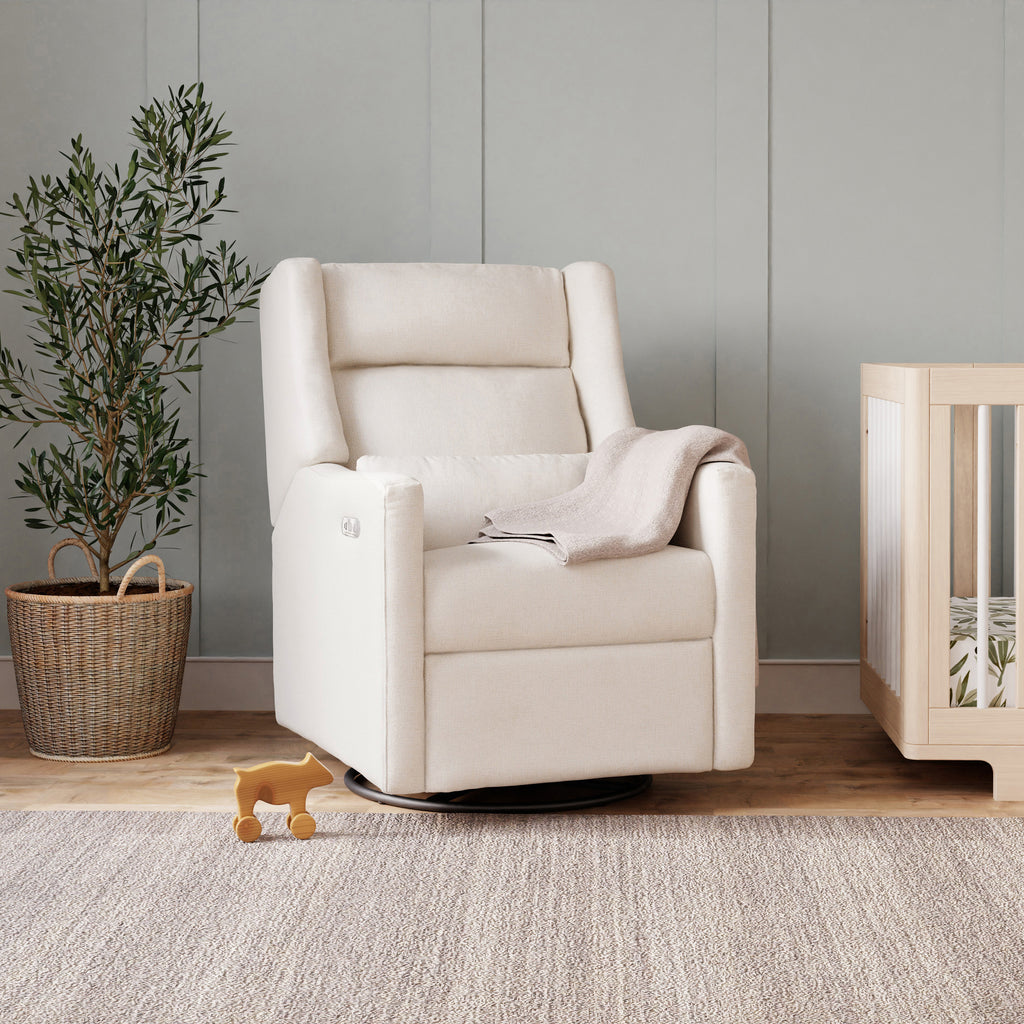 M11286PCMEW,Babyletto,Kiwi Plus Power Glider Recliner w/ Power Headrest in Performance Cream Eco-Weave