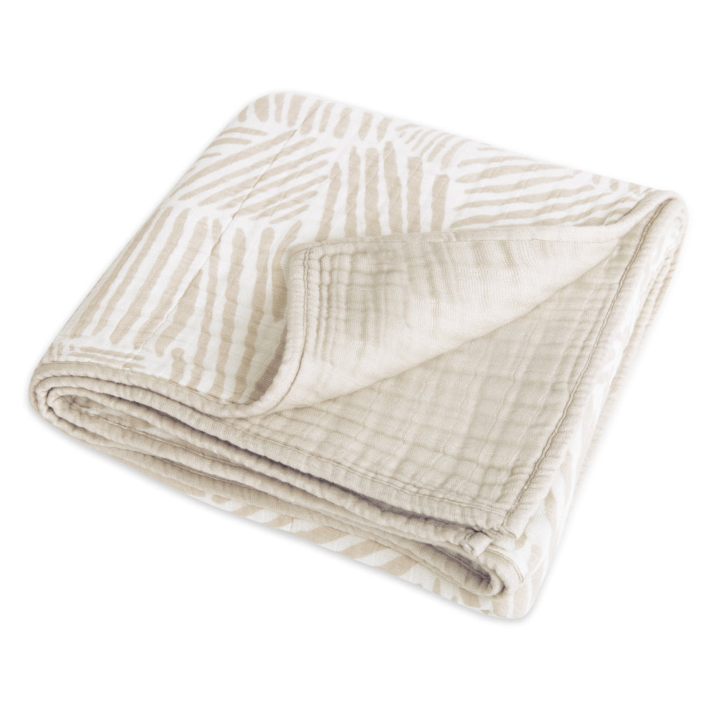 T29239,Babyletto,Oat Stripe Muslin Quilt in GOTS Certified Organic Cotton