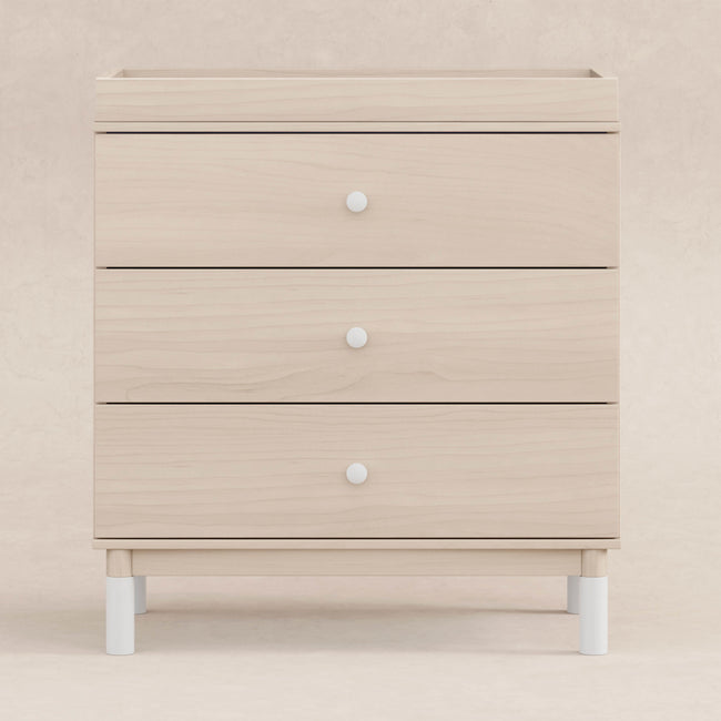 M12923NXW,Babyletto,Gelato 3-Drawer Changer Dresser  White Feet w/Removable Changing Tray in Washed Natural