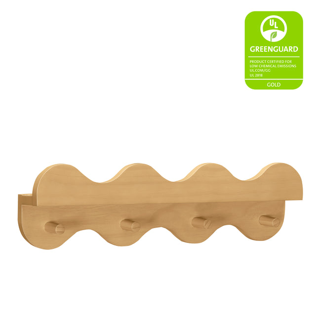 M31125HY,Babyletto Kids,Lido Wave Book Shelf with Hooks in Honey