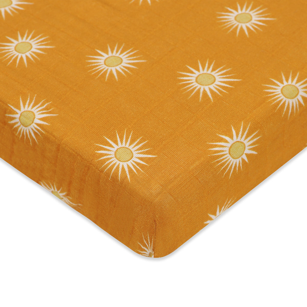T26936,Golden Hour Muslin Mini Crib Sheet in GOTS Certified Organic Cotton