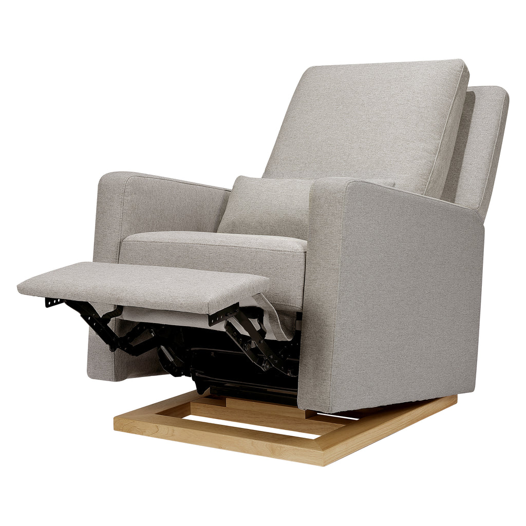 M23087PGEWLB,Sigi Recliner and Glider in Performance Grey Eco-Weave w/ Light Wood Base