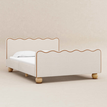 M31396PWBTAN,Babyletto Kids,Rizo Full Bed in Performance Ivory Boucle w/ VTan Leather Piping