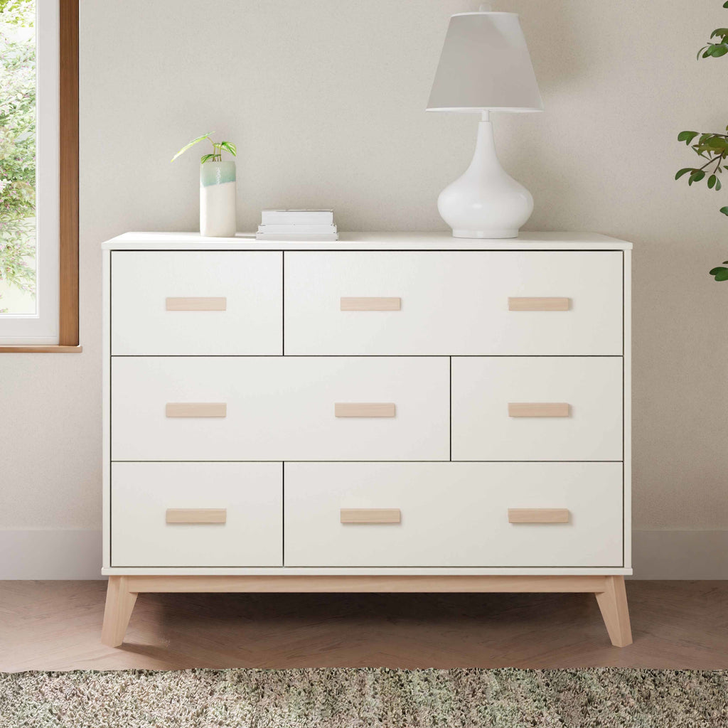 M5826WNX,Babyletto,Scoot 6-Drawer Dresser in White/Washed Natural