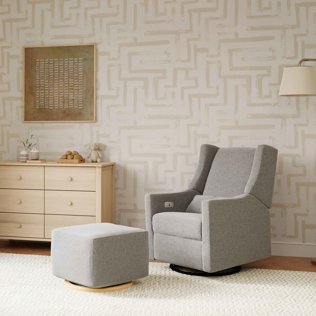 M11288PGEW,Babyletto,Kiwi Glider Recliner w/ Electronic Control and USB in Performance Grey Eco-Weave