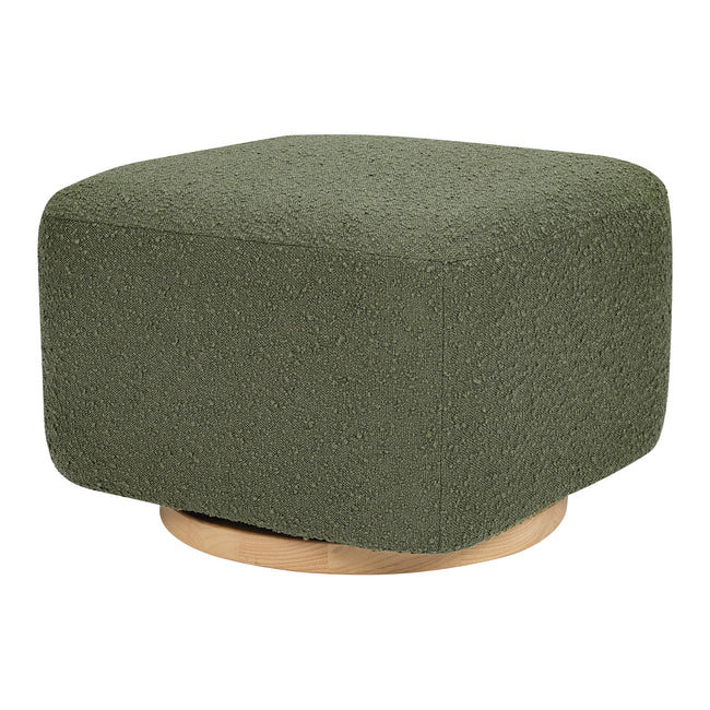 M26385OBLB,Kiwi Gliding Ottoman in Olive Boucle w/ Light Wood Base