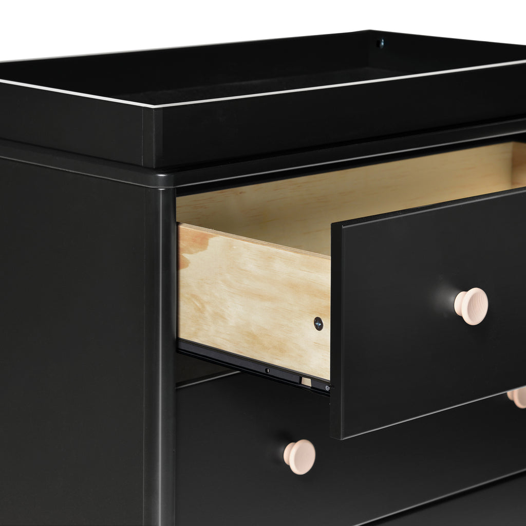 M9023BNX,Babyletto,Lolly 3-Drawer Changer Dresser w/Removable Changing Tray in Black/Washed Natural