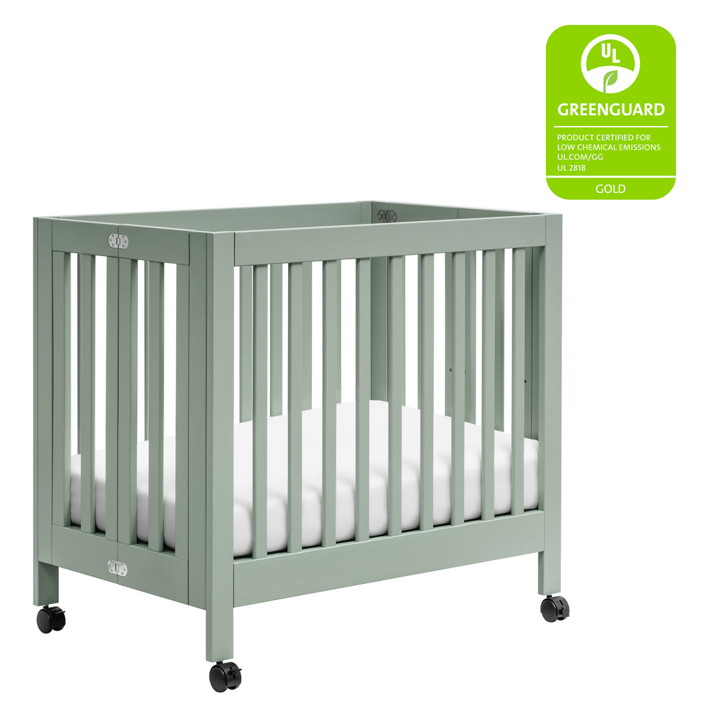 M6698LS,Babyletto,Origami Mini Crib in Light Sage