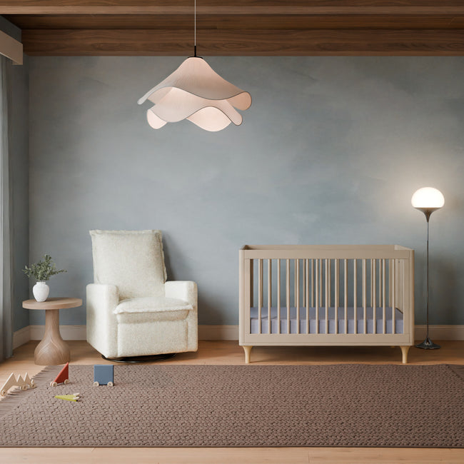 M20977CMSG,Babyletto,Cali Flange Gliding Swivel Recliner in Cream Shearling