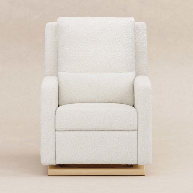 M23085CMSGLB,Babyletto,Sigi Glider Recliner w/ Electronic Control and USB in Cream Shearling w/Light Wood Base