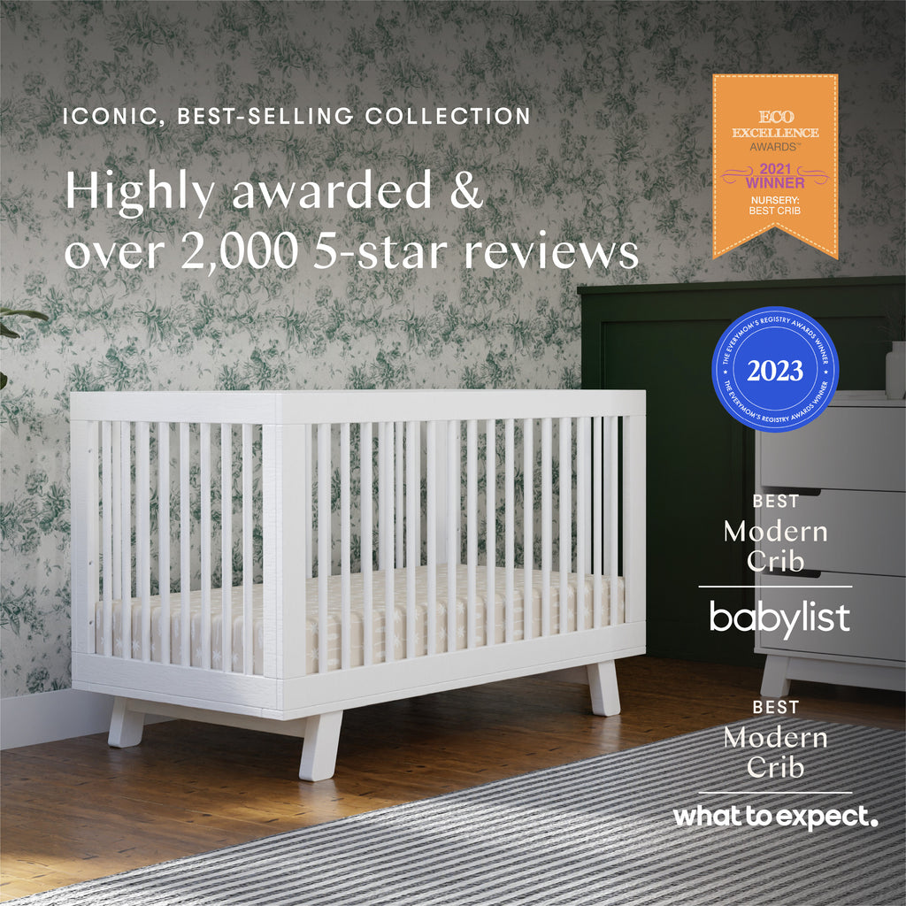 M4201W,Babyletto,Hudson 3-in-1 Convertible Crib w/Toddler Bed Conversion Kit in White Finish