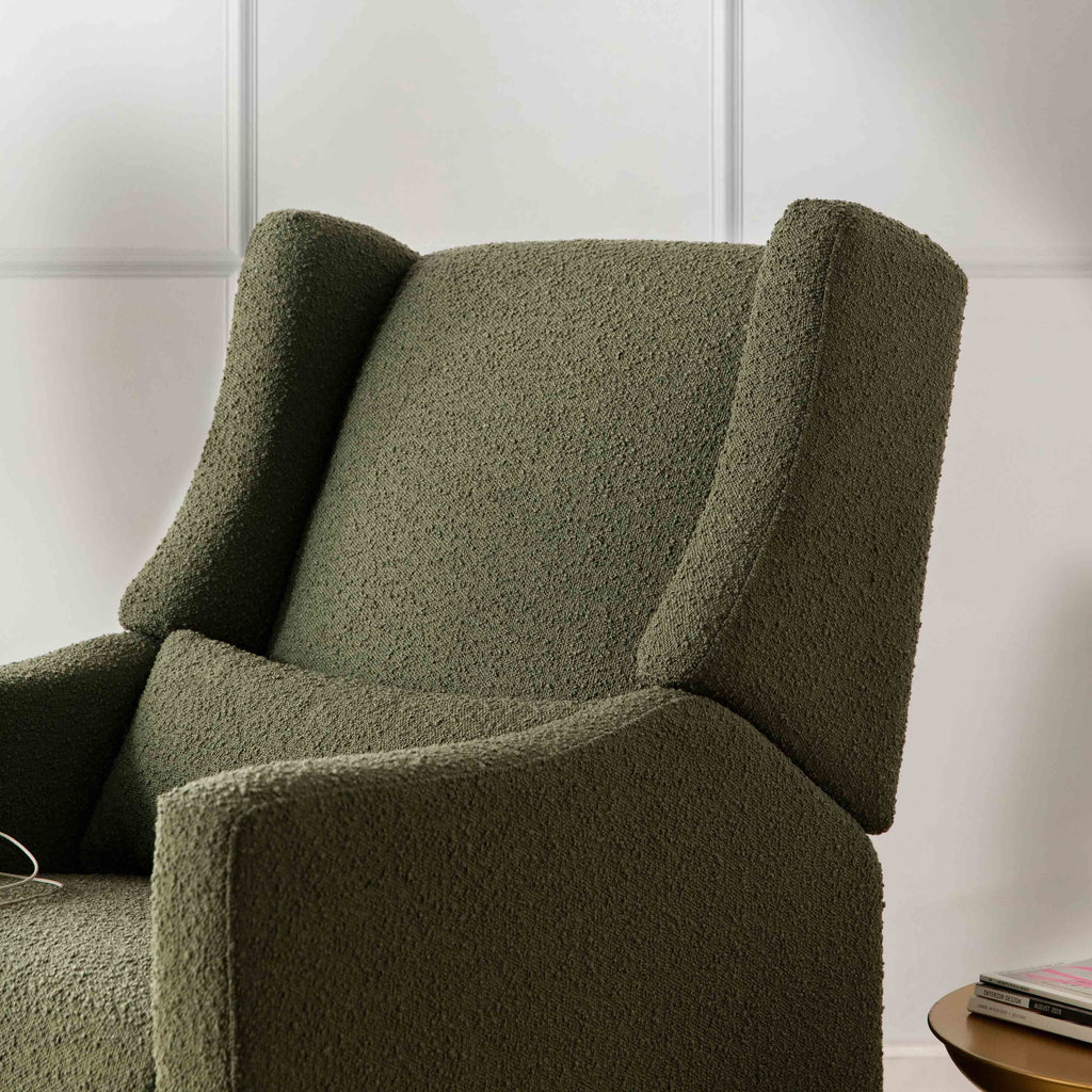 M11288OBLB,Babyletto,Kiwi Glider Recliner w/ Electronic Control and USB in Olive Boucle w/Light Wood Base