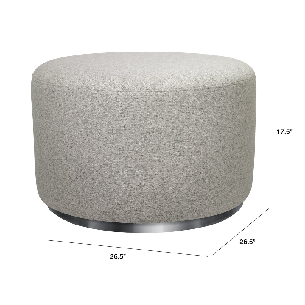 M10185PGEW,Babyletto,Tuba Gliding Ottoman in Performance Grey Eco-Weave w/Silver Base