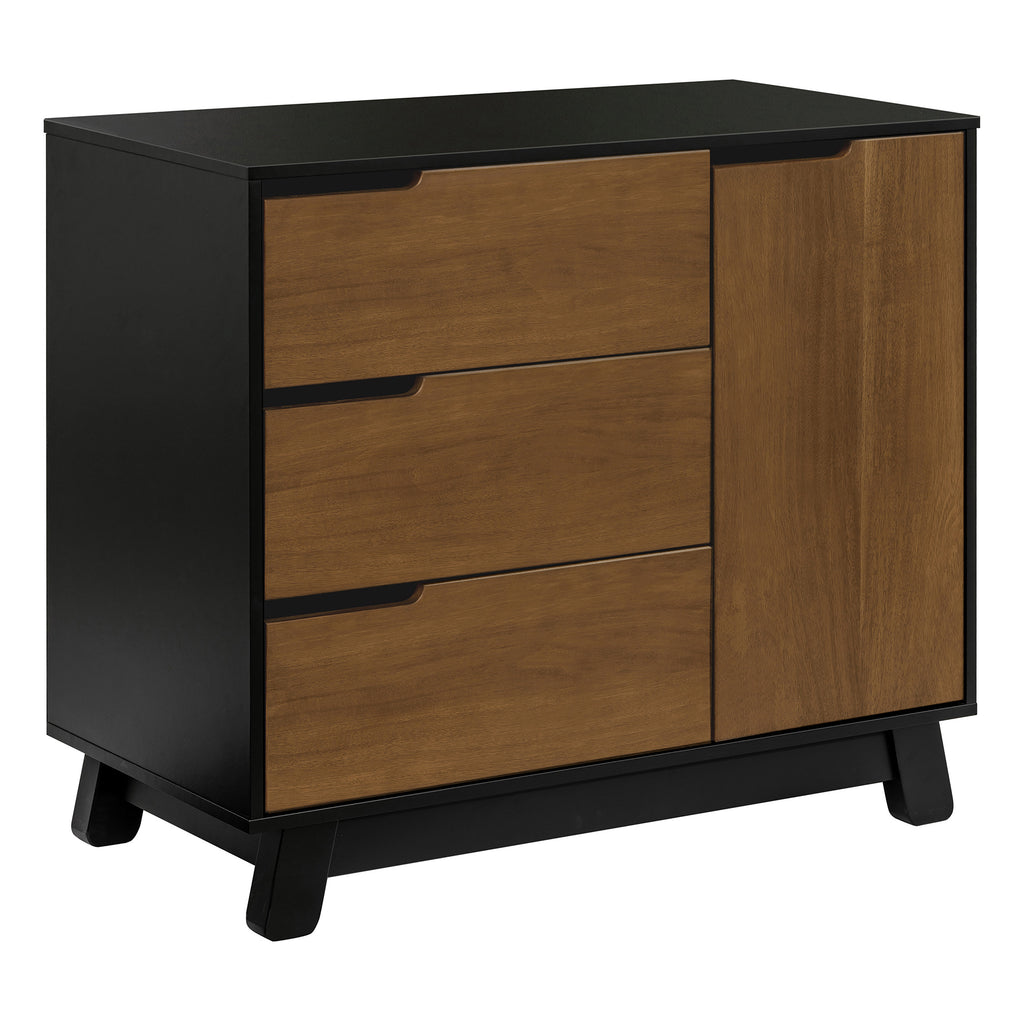 M4223BNL,Babyletto,Hudson 3-Drawer Changer Dresser w/Removable Changing Tray in Black/Natural Walnut