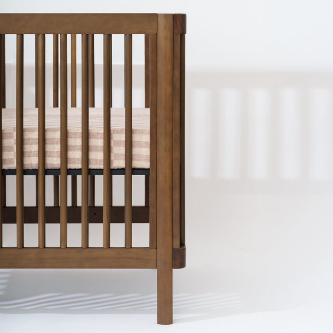 T30633,Babyletto,Cocoa Stripe Muslin All-Stages Midi Crib Sheet in GOTS Certified Organic Cotton