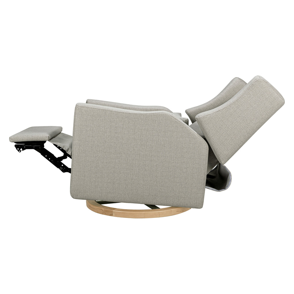 M11288PFETLB,Babyletto,Kiwi Glider Recliner w/ Electronic Control and USB in Performance Frost Eco-Twill w/Light Wood Base