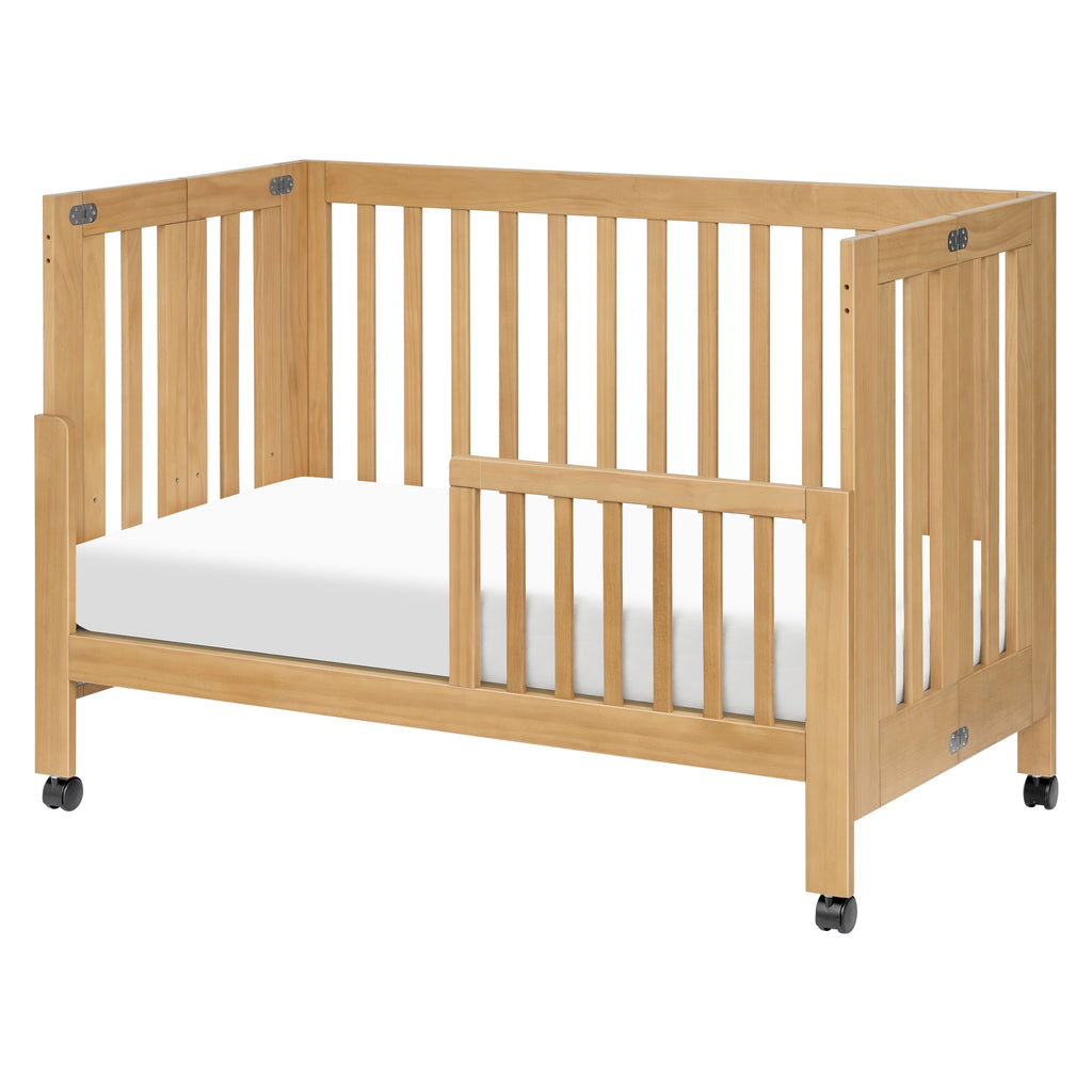 M6601HY,Maki Full-Size Folding Crib w/ Toddler Bed Conversion Kit in Honey