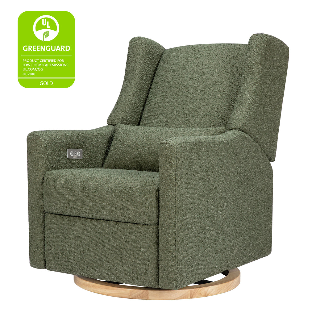 M11288OBLB,Babyletto,Kiwi Glider Recliner w/ Electronic Control and USB in Olive Boucle w/Light Wood Base