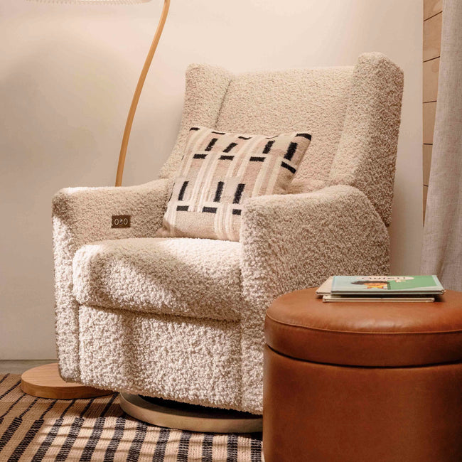 M11288ATLB,Babyletto,Kiwi Glider Recliner w/ Electronic Control and USB in Almond Teddy Loop w/ Light Wood Base