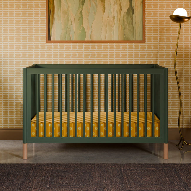M12901FRGRBE,Babyletto,Gelato 4-in-1 Convertible Crib w/Toddler Bed Kit in Forest Green/Blonde Feet