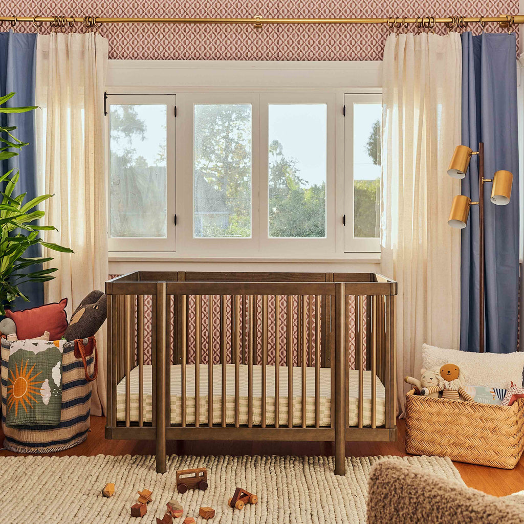 M29880NL,Babyletto,Pogo 8-in-1 Convertible Crib w/All-Stages Conversion Kits in Natural Walnut