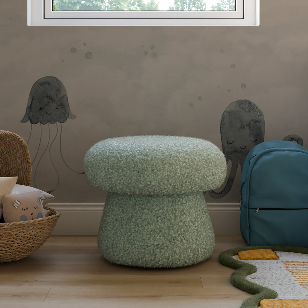 M31685ST,Babyletto Kids,Mushroom Pouf in Sage Teddy Loop