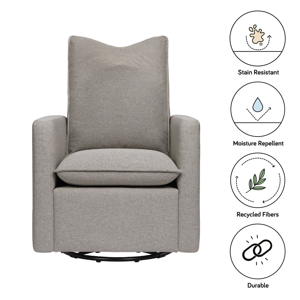 M20987PGEW,Babyletto,Cali Pillowback Swivel Glider in Performance Grey Eco-Weave