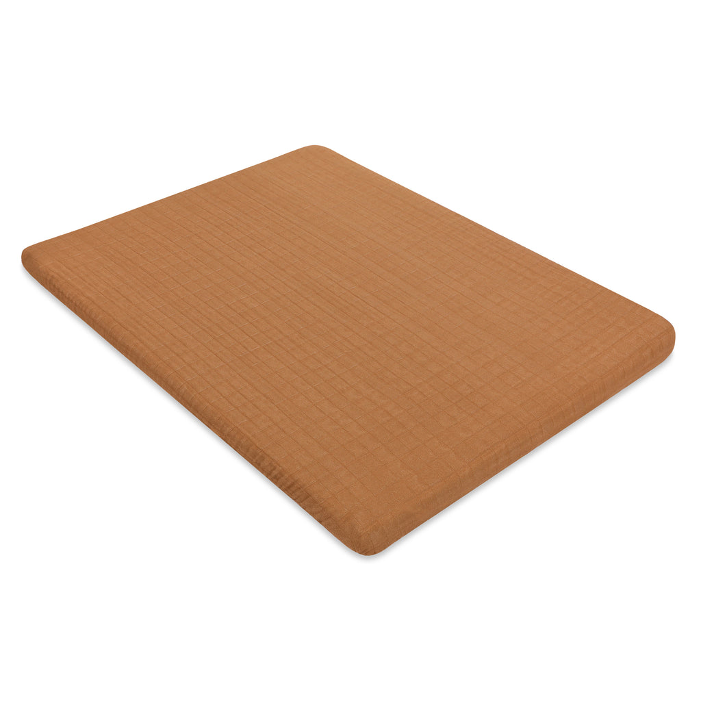 T29533BTS,Babyletto,Burnt Sienna Muslin All-Stages Midi Crib Sheet in GOTS Certified Organic Cotton