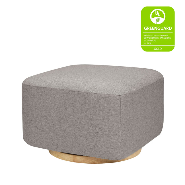 M26385PGEWLB,Babyletto,Kiwi Gliding Ottoman in Performance Grey Eco-Weave w/ Light Wood Base