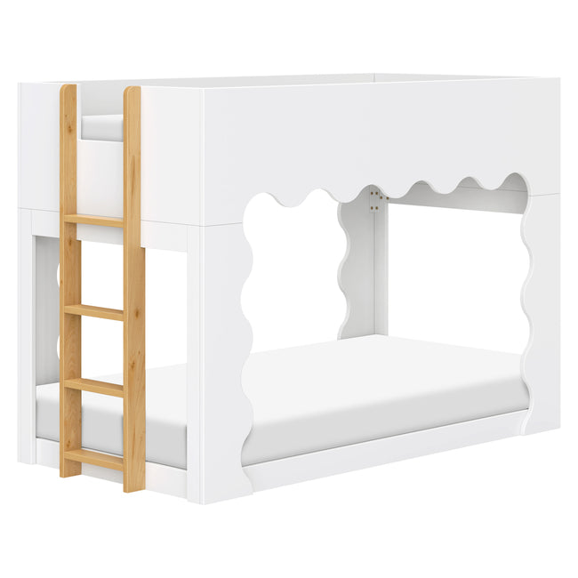 M31171WHY,Babyletto Kids,Lido Wave Low Loft Twin Bed in White and Honey