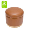 M22885TANLB,Babyletto,Naka Storage Ottoman in Vegan Tan Leather w/ Light Wood Base