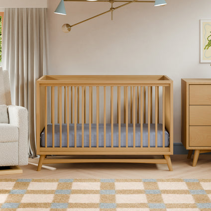 M15401HY,Babyletto,Peggy Mid-Century 3-in-1 Convertible Crib w/Toddler Bed Conversion Kit in Honey