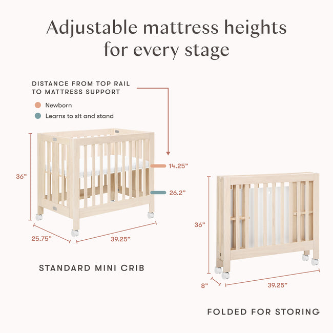 M6698NX,Babyletto,Origami Mini Crib in Washed Natural
